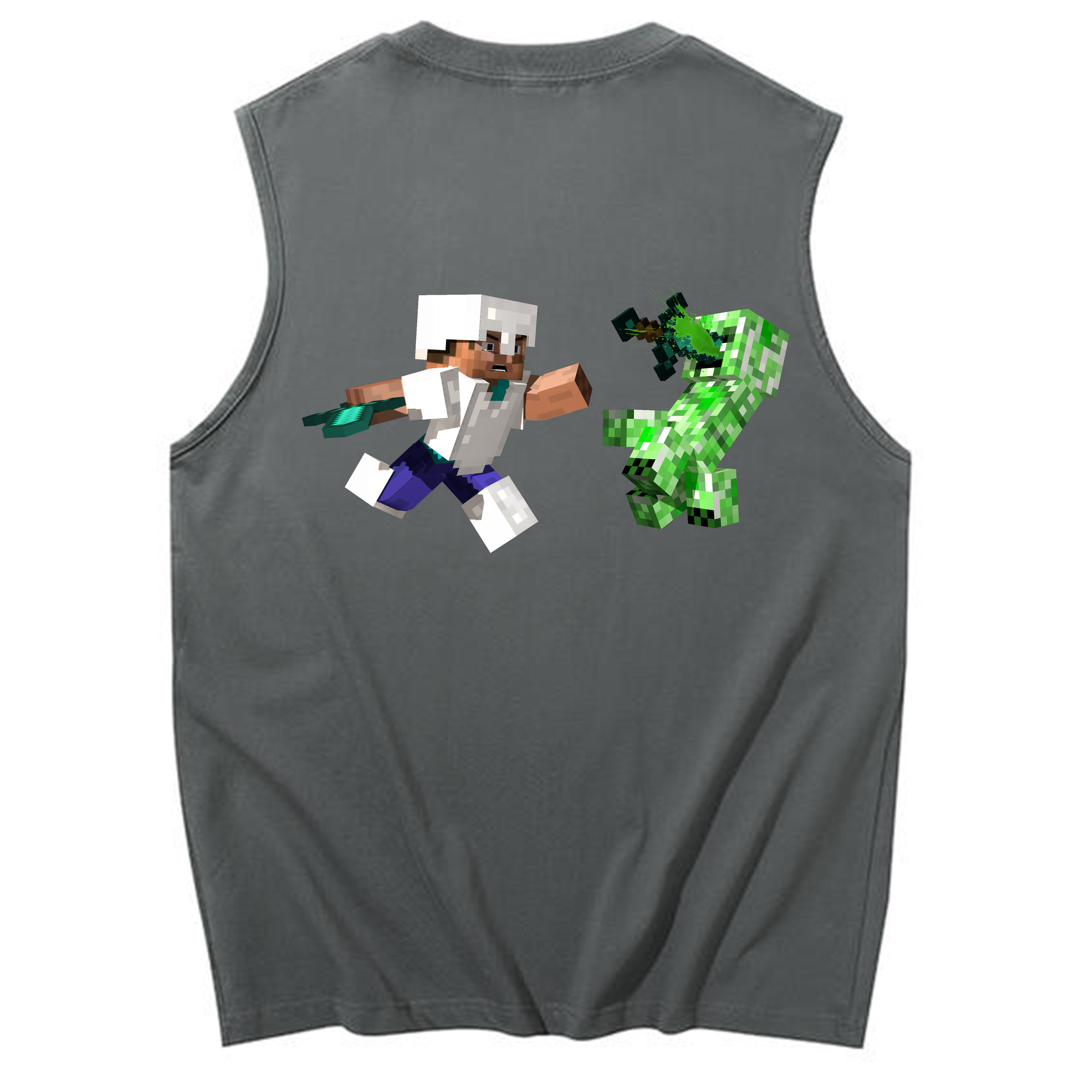 （画像用） マインクラフト ブロックの世界 Minecraft MC Block world コットン100％タンクトップ（背面プリント）